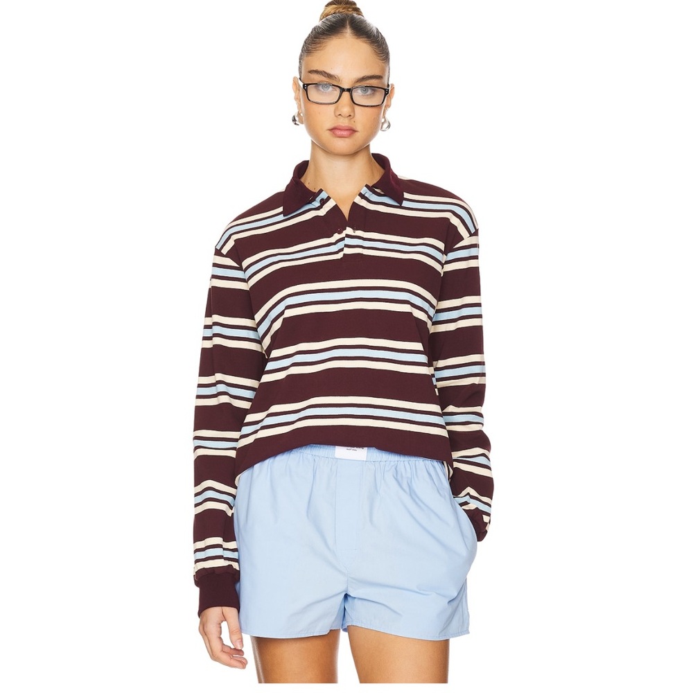 Lioness Chocolate Multi Striped Polo Top